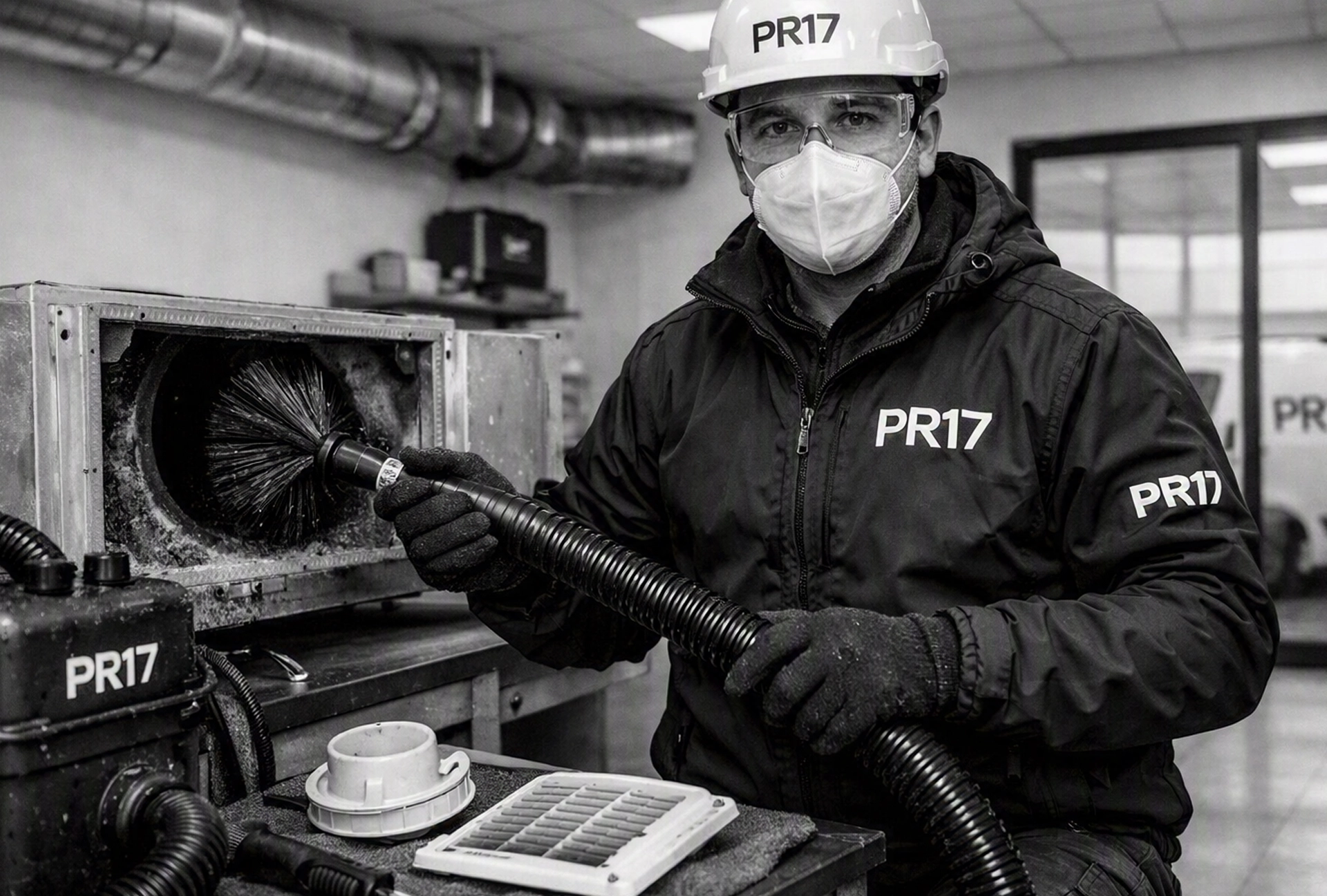 Technicien réalisant un nettoyage VMC à Niort